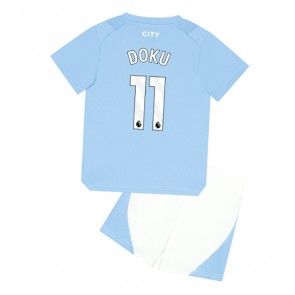 Maillot de foot Manchester City Jeremy Doku #11 Domicile enfant 2023-24 Manches Courte (+ pantalon court)